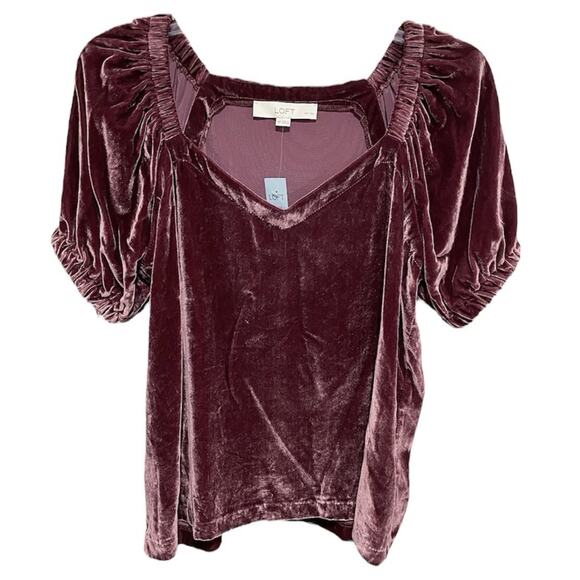 Romantic Coquette Loft Velvet Top M Petite Purple Puff Sleeve Royal Princess - Picture 1 of 7